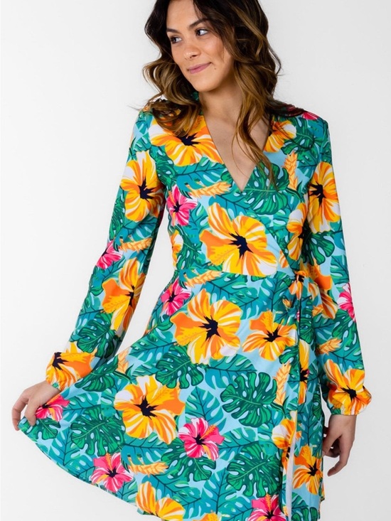 Shinesty Dresses & Skirts - The Hibiscus Honeymoon - Floral Hawaiian Wrap Dress NWOT
